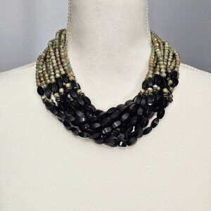 Angela Caputi FIOCCHI Italy Rhyolite Jasper And Black Multi Strand Necklace